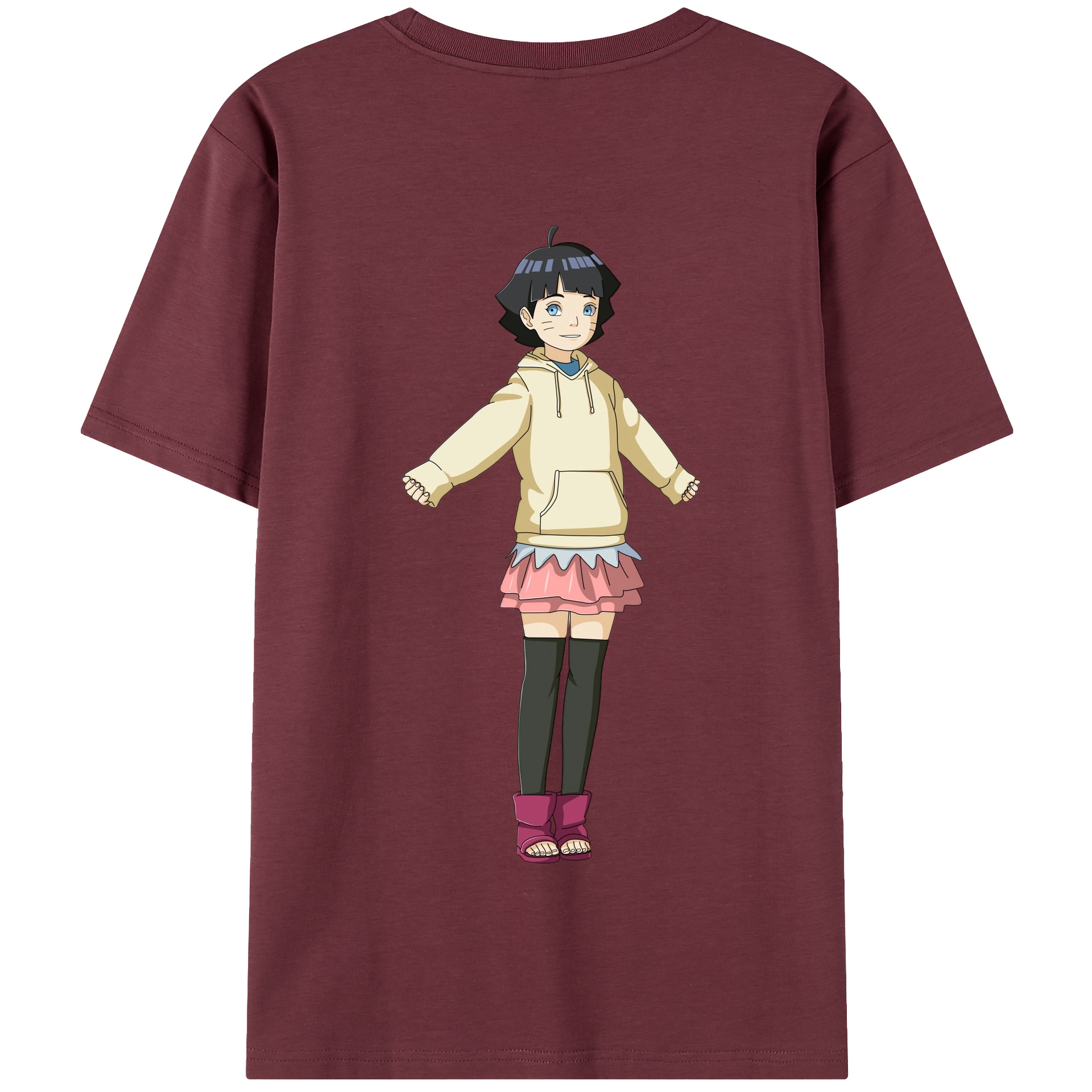 （画像用） NARUTO -ナルト- うずまき ヒマワリ Uzumaki Himawari 綿100％半袖Tシャツ（背面プリント）